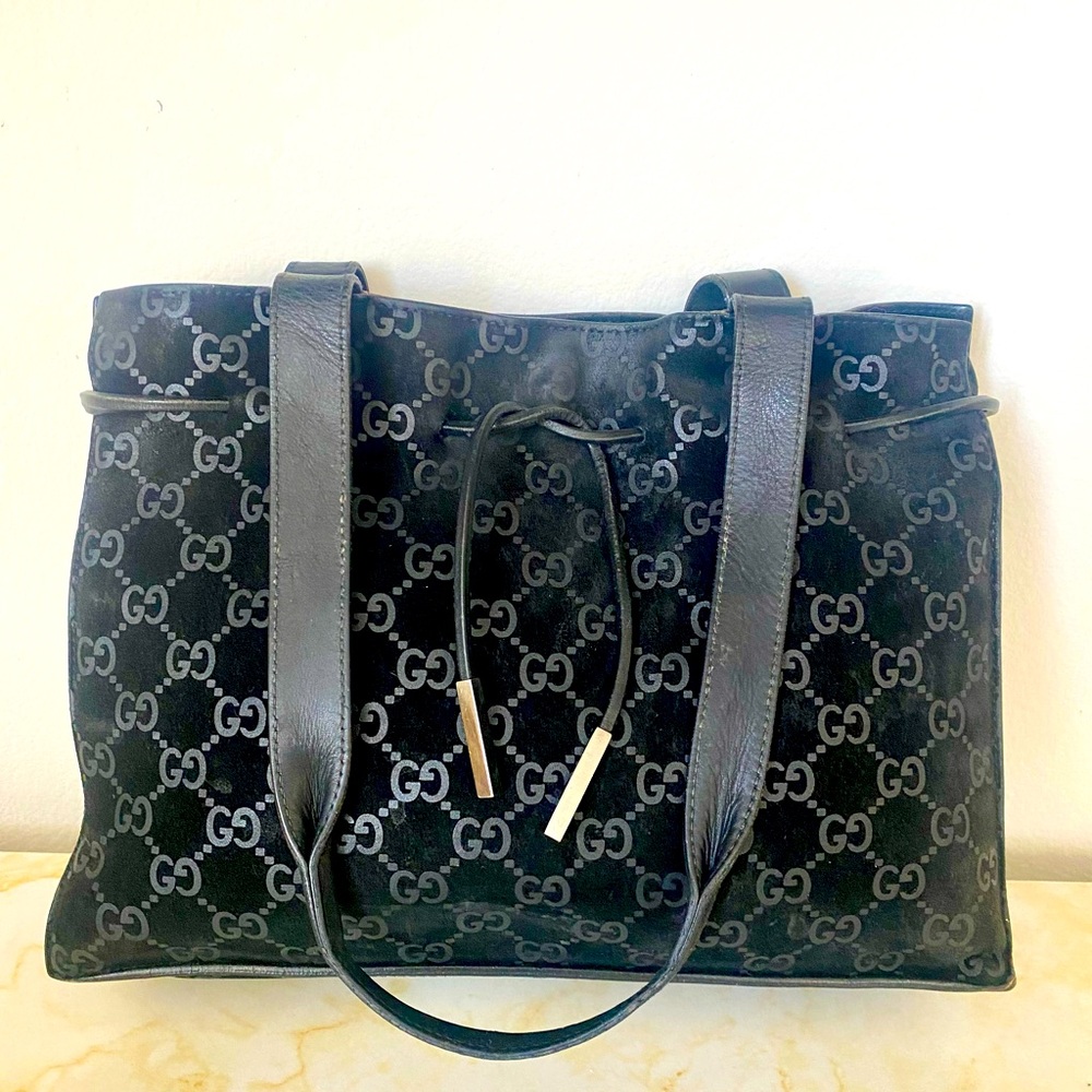 Gucci by Tom Ford Vintage Black Suede Tote